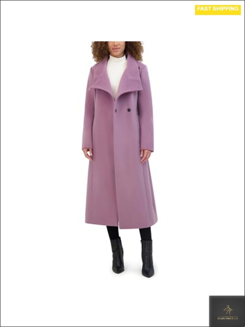 Kenneth Cole Wool Blend Belted Maxi Coat Women's Fencer Collar Overcoat